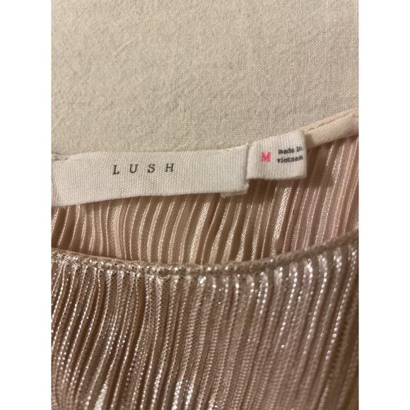 Lush Size Medium Women's Crinkle Shine Tank Top High Neck Casual Dressy - Picture 3 of 7